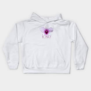 Pink Purple Orchid with word LOVE Kids Hoodie